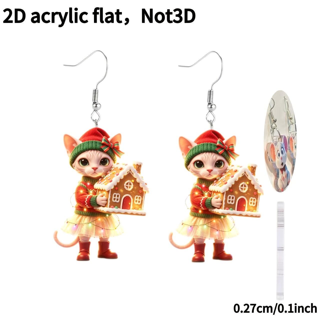 DIY 2D Acrylic Kitten Charm Earrings